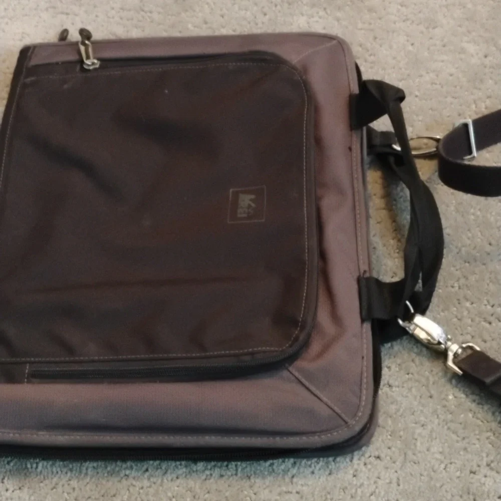 Rei Nylon 12 By 15 Black And Grey Electronic Bag with Handles And Shoulder Strap
